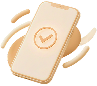 Illustration of a phone showing a completed payment check mark